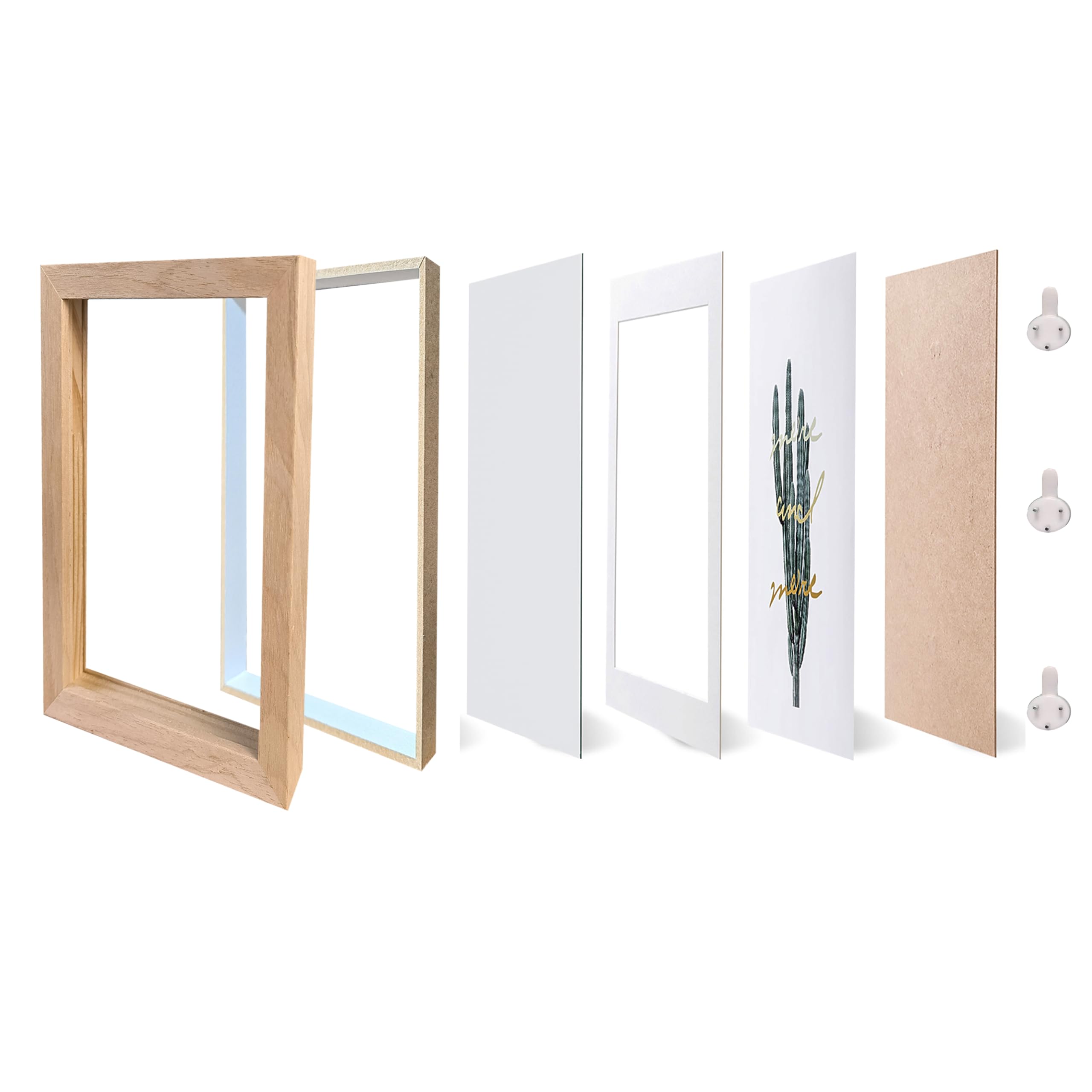 Dohomi 8x8 Shadow Box Frame Natural Wood Shadow Box Display Case 3 Pack Picture Frames Glass Surface Internal Depth 0.6 inch for